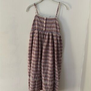 Madewell Red and Blue Checkered Midi Dress